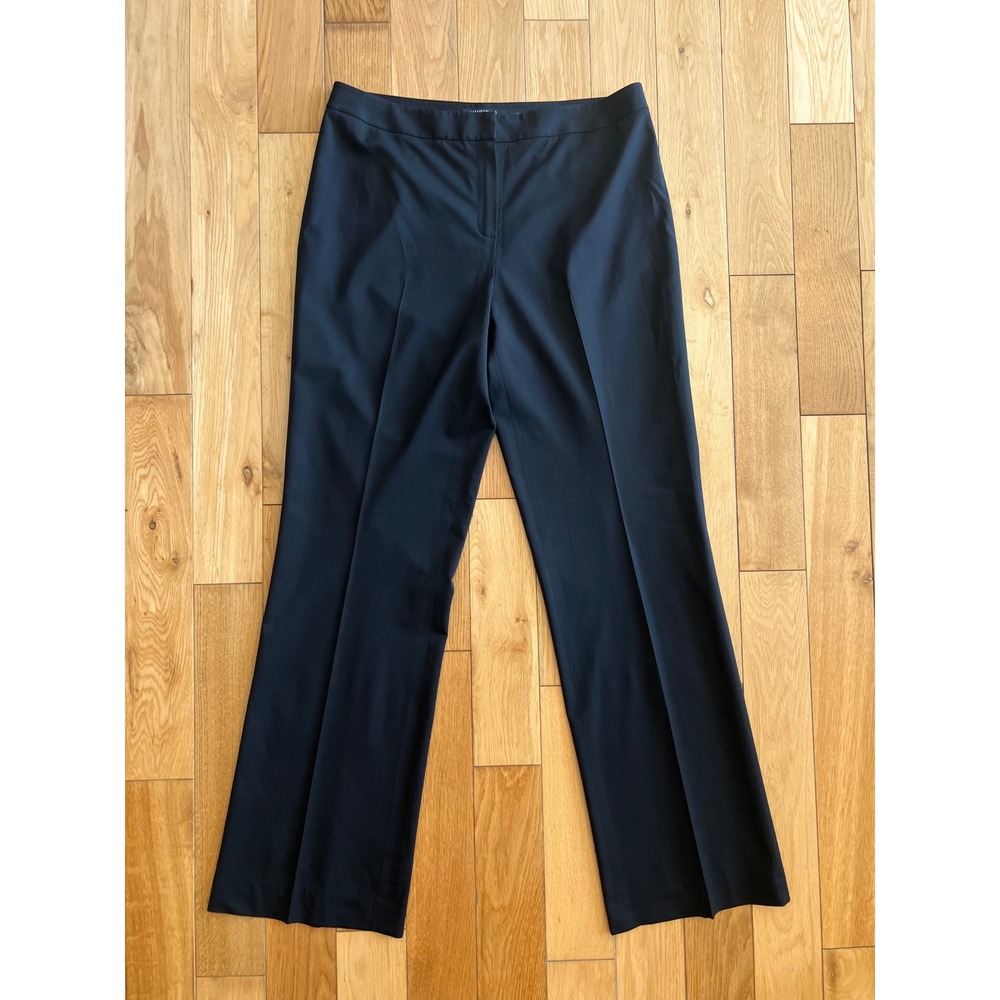 Lafayette 148 New York Menswear Style Wool Blend Black Trouser Pants Womens 10